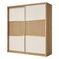 Armadio scorrevole in legno MDF con pannelli PVC 200x60x220 cm beige e naturale