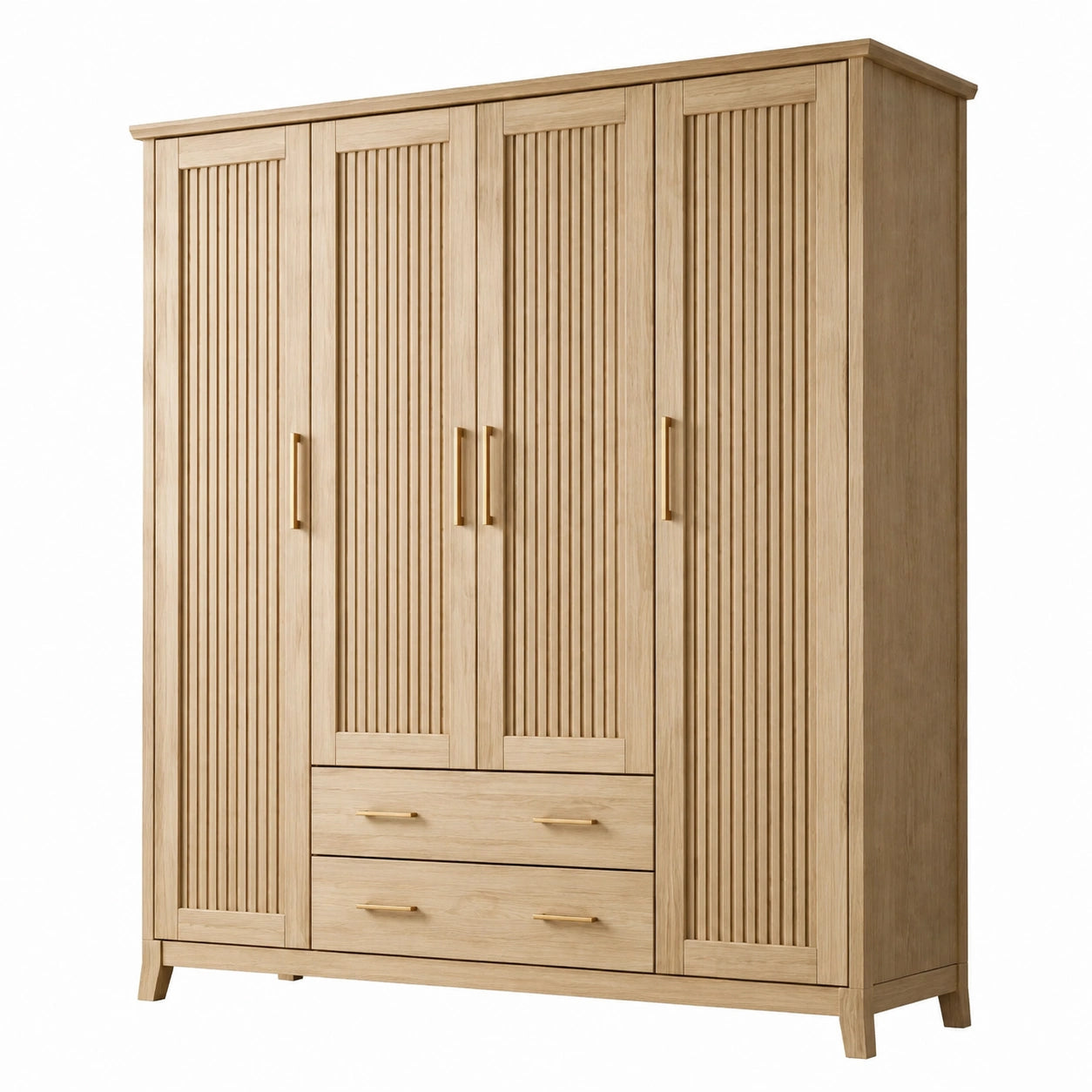 Armadio a 4 Ante in Legno di Rovere Chiaro