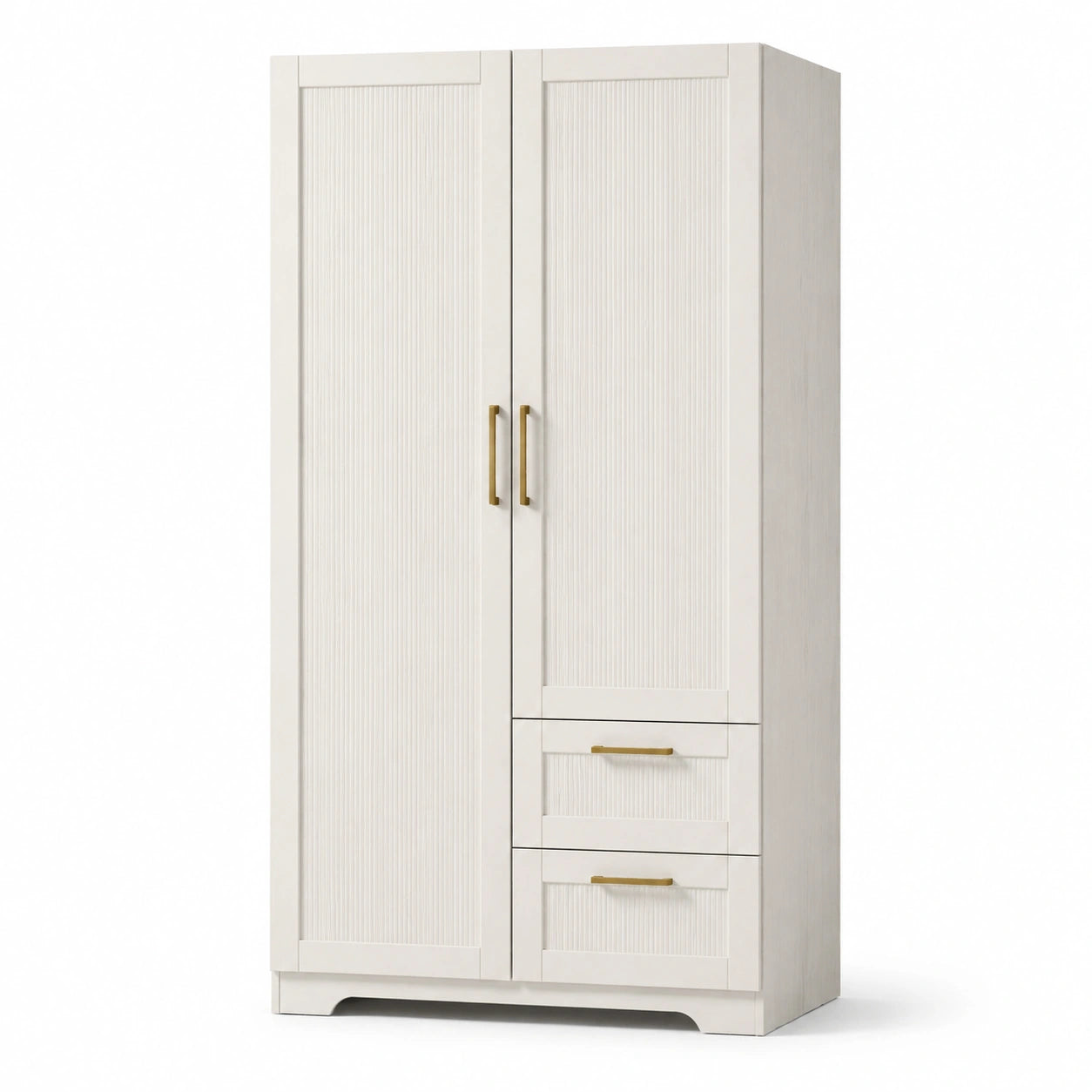 Armadio a due ante in legno con cassetti e maniglie metallo 180x80x50 cm