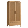 Armadio a due ante in legno di rovere con cassetto, 180x80x50 cm, quercia