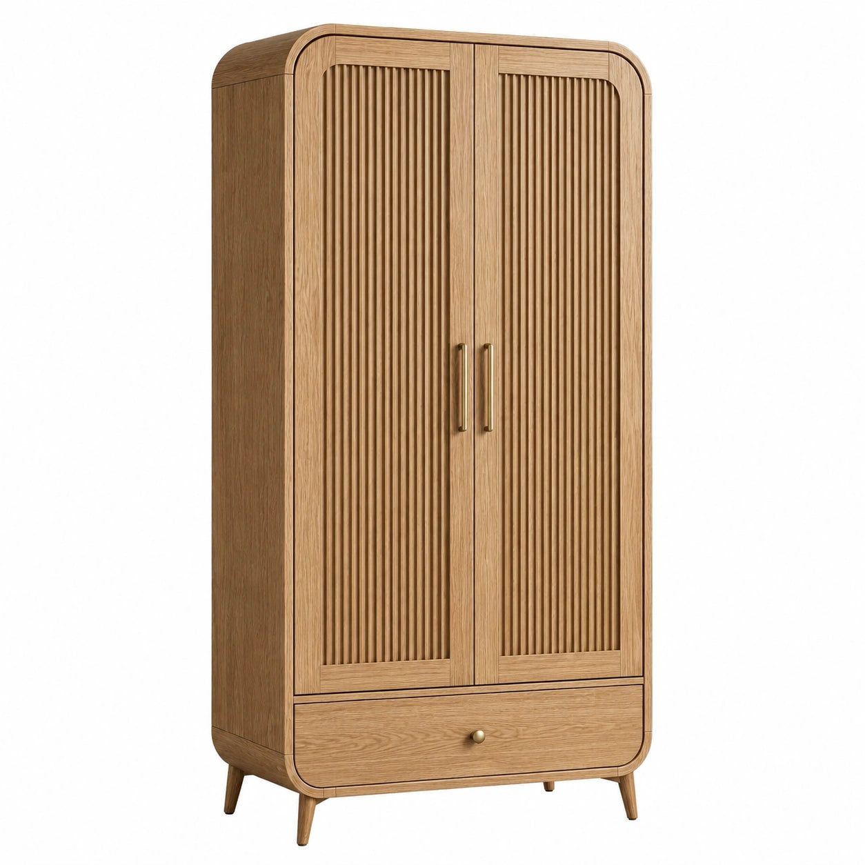 Armadio a due ante in legno di rovere con cassetto, 180x80x50 cm, quercia