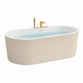 Vasca freestanding ovale in acrilico bianco e crema con rubinetto in ottone 170 cm
