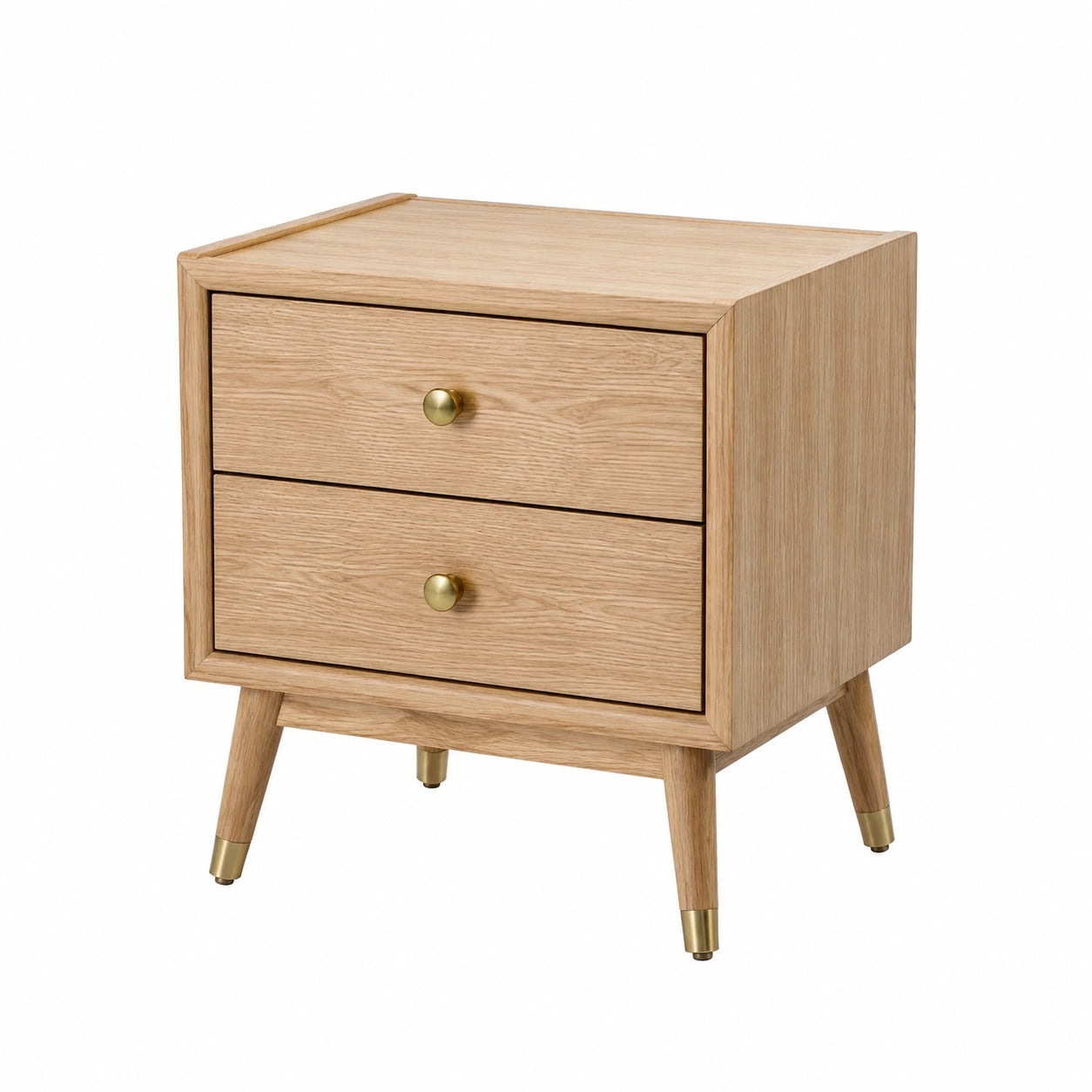 Comodino in Legno di Rovere con 2 Cassetti 40x30x55 cm