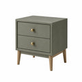 Comodino in legno MDF con gambe in rovere, 50x40x60 cm, verde grigio
