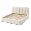 Letto matrimoniale in legno e tessuto beige 160x200 cm