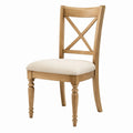 Sedia da pranzo in legno di quercia con seduta in tessuto beige