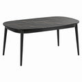 Tavolo da pranzo ovale con piano in marmo e gambe in legno 180x90x75 cm