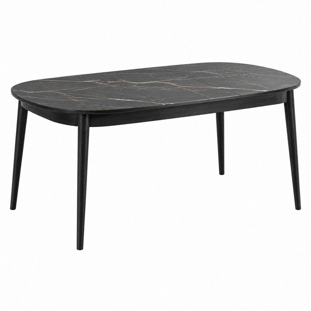 Tavolo da pranzo ovale con piano in marmo e gambe in legno 180x90x75 cm